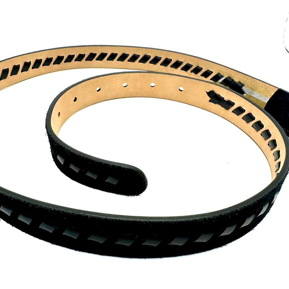 Sam Edelman Black Suede Whipstitch Belt Womens Medium Silver Buckle Boho NWT - Picture 9 of 9